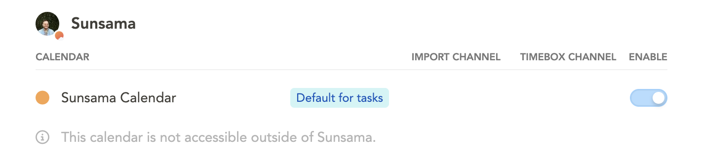 Setting Sunsama calendar as default