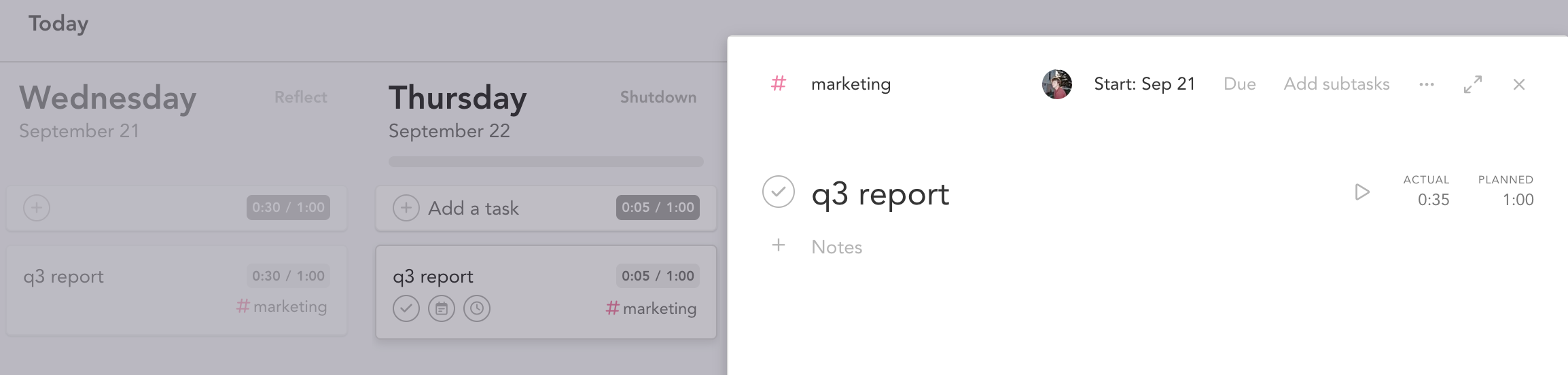 Task timer controls